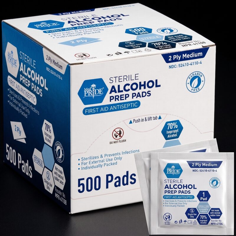 Box of sterile alcohol prep pads