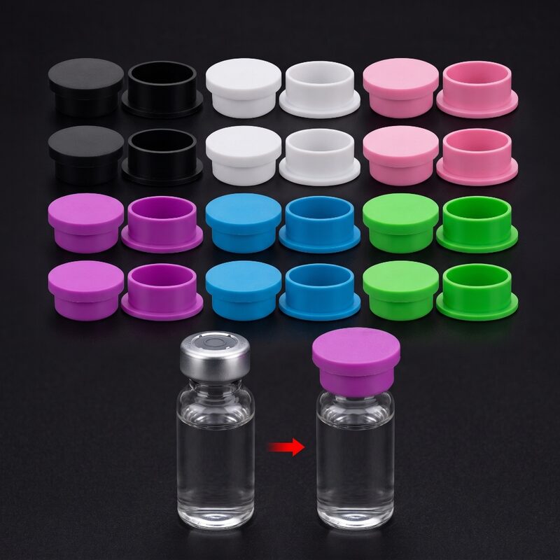 Colored silicone vial adapter caps